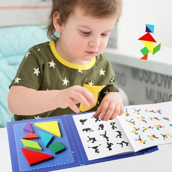 Magnetni Tangram Sestavljanke Knjiga Izobraževalne Igrače Za Otroke Prenosne Otroške Igrače Otrok Montessori Učenje Inteligence Lesene Sestavljanke
