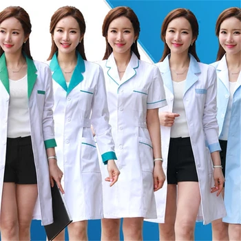 Bele obleke dolgo sleeved zdravnik obleko ženski medicinska sestra enotno kratka sleeved lekarna lepoto bolnišnici delovne obleke poletje obleko