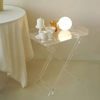 Nordijska pregleden akril tabela Sodobno minimalistično dnevna soba Kvadratnih čaj tabela nočno omarico Priročna, zložljiva miza