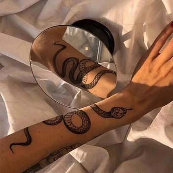 Velika Velikost Črna Kača Začasni Tattoo Nalepke za Ženske, Moške Telo Pasu Nepremočljiva Ponaredek Tatto Temno Vino Kača Tatto