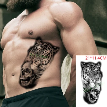 Nepremočljiva Začasni Tattoo Nalepke Lobanje Tiger Mačka Živali Glavo Ponaredek Tatto Flash Tattoo, Body Art, za Ženske in Moške