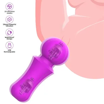 10 Načini Zmogljiva Akumulatorska Silikonski Vibrator Vodotesen Av Massager Klitoris Stimulator Vibratorji za Ženske, Seks Igrače