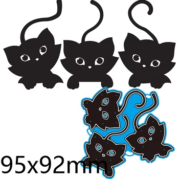 Rezanje Umre Tri Lepe Črne Kitties Kovine za DIY Scrapbooking Foto Album Okrasni Papir, Kartice, 95*92mm