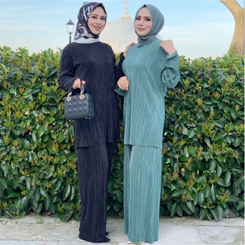 Tam Kaftan Arabsko-Muslimanske Ženske Obleke Tukey Bližnjem Vzhodu Dubaj Vrhovi Hlače Abaya Islamska Oblačila Ramadana Eid Priložnostne Dubaj Pomlad, Jesen