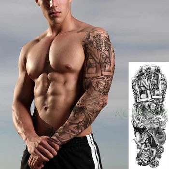 Nepremočljiva Začasni Tattoo Nalepke Seksi Dekle Igranje Kartice Kocke Križ Klovn Polno Roko Ponaredek Tatto Flash Tattoo, za Moške, Ženske