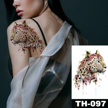 Nepremočljiva Začasni Tattoo Nalepke Strani leopard vzorec Vode Prenos Pero Vodne kapljice živali body art flash ponaredek