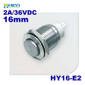 Stainless stell visoko flush HY16-E2 1NO samozapiralni nepremočljiva pritisni gumb z pin, brez svetlobe, 2 pin