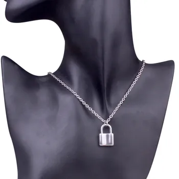 2.2*1,5 cm Obesek iz Plemenitega Jekla Ključavnico Ogrlica Za Moške Minimalističen Trendy Zaklepanje Ogrlice Za Ženske enem Kosu 3 mm Debelo Verigo
