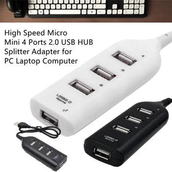ZUIDID Črno in Belo Dvojno Barvo 4-Port USB Hub 2.0 Multi-distributer za izmenični Tok Mini PC Prenosni Priključek za Kabel