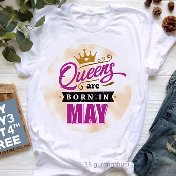 Kraljice So Rojeni V Maju/Juniju Graphic T-Shirt Tiskanje Dekleta/Ženske Zlato Krono Tshirt Femme Poletje Moda Vrhovi Tee Shirt Ženski