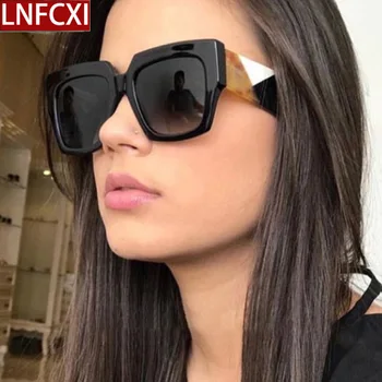 LNFCXI Moda Prevelik Luksuz blagovno Znamko Design Kvadratnih sončna Očala Ženske Letnik Gradient Velik Okvir sončna Očala za Žensko Očala
