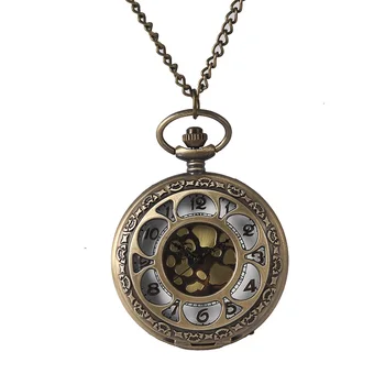 Nova moda letnik quartz žepna ura bronasto kotanjo cvetnih listov zlato številčnica z ogrlico retro žepna ura