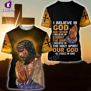 Najnovejši Bog Vere Kristus Jezus Harajuku Majica s kratkimi rokavi Moški Ženske 3D Tiskanja Hip Hop Ulične Mode Puloverji Padec Ladijskega prometa