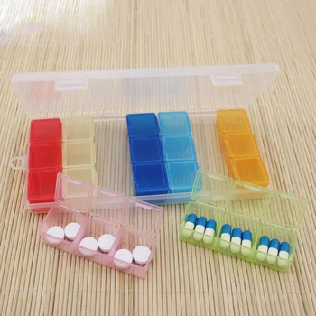 Barvita 21-razdeljen majhne medicine polje En teden memo z medicino box Prozorni plastični majhen predmet škatla za shranjevanje