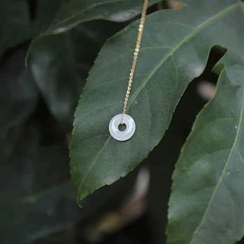 Občutljivo izdelave srebro vdelan klasičnih preprost krog naravno bela jade ogrlico, obesek, glamour moda stranka nakit