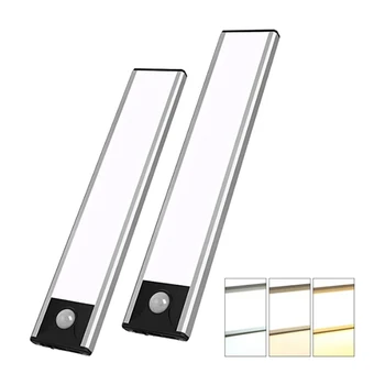 3 Barve Iz Kabineta Luči, 24-Zatemniti Led USB Polnilne Senzor Gibanja, Magnetni Okviru Kabineta Luči (2nahrbtnik)
