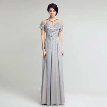 Linija Šifon Beading Aplicirano Pleat, Večerne Obleke, Elegantne Prom Oblačenja svate Formalno Halje Zadrgo Nazaj LX225