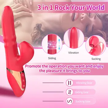 Brezžični Multispeed Thrusting Klitoris Bedak Vibrator Za Ponovno Polnjenje Prostate Dildo Teleskopsko Nepremočljiva Za Ženske Masaža Seks Igrače