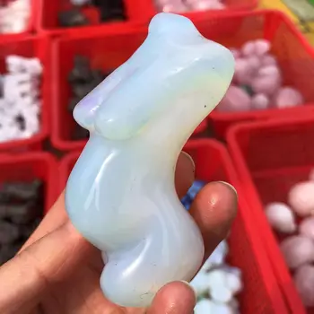 80-90 MM Naravne Crystal Kip nosečnica Figurice Opal Lucky Charm Doma Dekor Reiki Čakro Zdravilni Kamen Vklesan Obrti