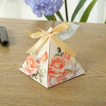 25pcs Trikotnik poroko bonboniera papir škatla čokoladnih bonbonov pakiranje polje Evropske ustvarjalno darilo polje