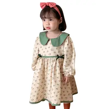 Korejski Sladko Dekle, Princesa Obleko Peter Pan Ovratnik Bowknot Otrok Obleko Polka Dot Otroci Oblačila 1-6 Let