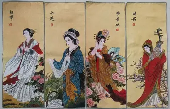 Stare Kitajske svile vezenje slikarstvo Štirih zaslonov sliko 