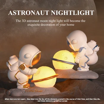 3D Astronavt Figur Lučka Gumb Baterija Napaja Smolo Planet Nočne Otroci Darila Božič Srčkan Vrhunsko Dekoracijo