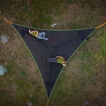 Zunanji visi viseči mreži odraslih kamp področju zračnih multi-oseba, prenosna zložljiva trikotnik očesa elastična viseči mreži FULLLOVE