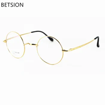 BETSION Titanium Letnik Krog 44 Eyeglass Okvirja za Očala Stekla Rx lahko Ženske Očala Moški