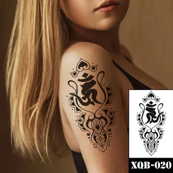 Nepremočljiva Začasni Tattoo Nalepke Black Sanskrtu Cvet, Simbol Totem Design Ponaredek Tetovaže Flash Tatoos Roko Body Art Ženske Moški