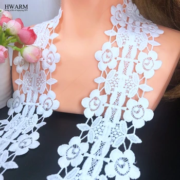 HWARM 10yard 8 cm Novih afriških čipke tkanine DIY bela umetnosti obrti šivanje poročne trim Simetrični plum blossom vzorec tkanine traku