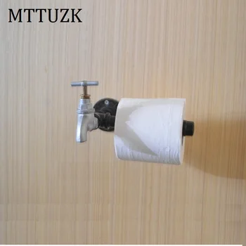 MTTUZK Črno Železo, Cevi za Toaletni Papir Držalo za Industrijske Retro Slogu Toaletni Papir Držala Stenske Roller Imetnik MT1901