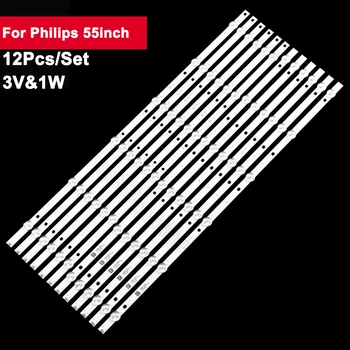 3V 585mm LED/LCD-tv ozadja bar za Philips 55inch 12Pcs/Nastavite tv popravilo delov UD55H18 55PFF5201/T3 55J1000 LD55P18U LED55G300
