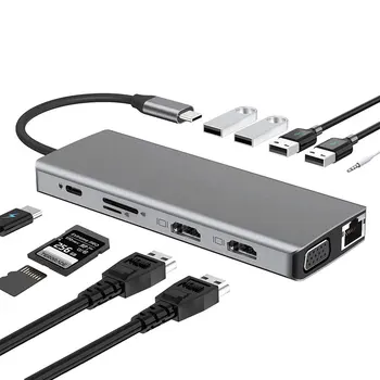 tebe MST 12 V 1 Tip-c ZVEZDIŠČE USB-C Dvojni 4K HDMI-conpatible USB3 VGA.0/2.0 RJ45 Dock Splitter PD Hitro polnjenje SD/TF Card Reader