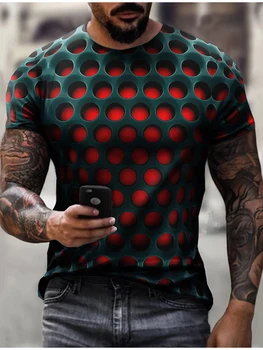 2022 Nove Moške Spolne Tee T Majica 3D Tiskanja Grafika Optična Iluzija Krog Vratu Priložnostne Kratek Rokav Vrhovi Ulične Človeka Tshirt