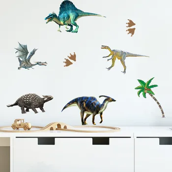Cartoon živali dinozaver skupine kokosovo drevo otrok spalnica xuan steno polepšanje dekorativne stenske nalepke, samolepilne