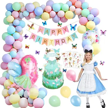 Birthday Balon Prvi Rojstni dan Okraski za Otroke Dekle Macaron Balon Garland Arch Komplet Baby Tuš Pravljice Vrtno zabavo