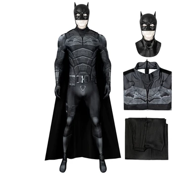 2022 Bruce Wayne Cosplay Obleko, Novo Obleko 3D Tiskanje Slik Bodysuit Halloween Kostum Z Cape Čelada