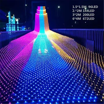LED Neto Svetlobe 1.5*1,5 M/2*2 M/3*2M/6*4M 8 vrst vzorcev, tkanje niz luči, Božični luči Praznik luči Svetilke Vrt