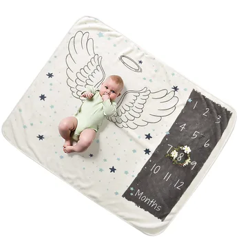 Childern Odejo Otroka Mesečno Mejnik Odejo Unisex Novorojenčka Angel Krilo Vzorec Baby Toddler O Odejo Fotografija Prop