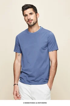 J9116 Udobno modal bombaža, kratek rokav t-shirt za moške slim fit barva krog vratu elastična dno srajco.
