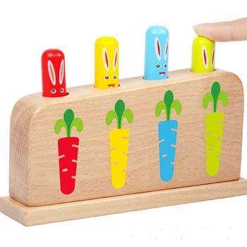 Malčki in malčke lesene pop-up izobraževalne igrače, zgodnje izobraževanje, da prepozna barve, igrače, darila