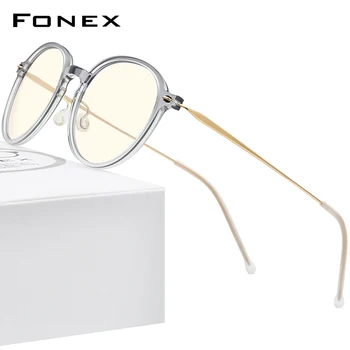 FONEX Modra Svetloba Blokiranje Očala Ženske 2020 Nove Anti UV Žarki Gaming Računalnik Očala Moških FAB019 (Najlon Okvir B Titanium Roko)