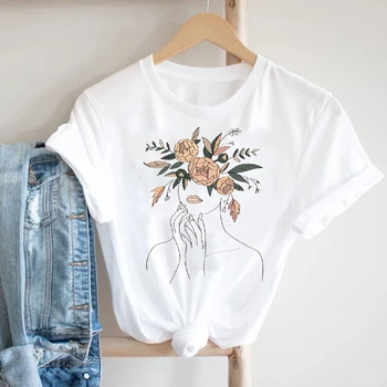 Ženske Kratke Rokav Cvetlični Trend Oblačila Poletje Pomlad 90. letih Moda Precej Tiskanja Tshirt Lepo Tee Vrh Graphic T-shirt