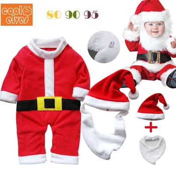 2020 Baby Boy Oblačila Zimo Božič Novorojenčka Romper Moda Otroške igralne obleke+Klobuk+ Slinčki 3pcs Rdeče Otroška Oblačila Božič