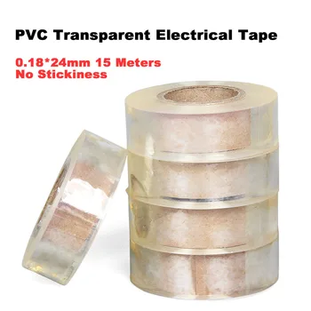 1Roll 0.18*24 mm 15 Metrov PVC Prozorni Električni Trak Brez Lepljivosti Plastični Trak, Jasno, težko Gorljiva Izolacija Nepremočljiva