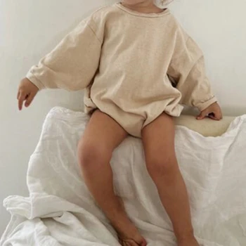 Malčka Baby Dekle Romper Pomlad Jesen Fant Trdna Čistega Bombaža Bodysuits za Dojenčke Dolg Rokav Priložnostne Otroci Oblačila Dekleta 0-24M