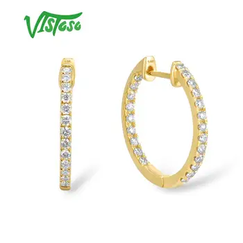 VISTOSO 14K Resnično 585 Rumeno Zlato Uhani Za Lady Glamurozno Elegantno Peneče Diamant Luksuzni Poroko Posla Fine Nakit