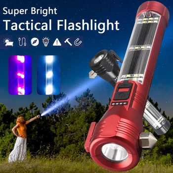 LED Svetilka Taktično Svetilko IPX6 Nepremočljiva Sončne/USB Polnjenje baterijska Svetilka Super Svetla Svetilka 5 Načinov za Polnjenje na Prostem