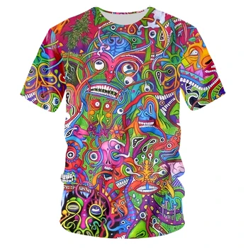 3D Barvni Tisk T-shirt za Moške O-vratu Tshirt Kitajske Neposredne Prodaje Poletje Kakovosti Oči Kratka sleeved Hip-hop Šport Harajuku Vrh 6XL